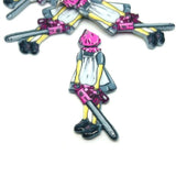 Pink Goth Girl with Chainsaw Halloween Charms, 60x22mm