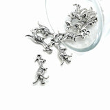 Silver Parasaurolophus Horned 3D Dinosaur Charms, 12x23mm