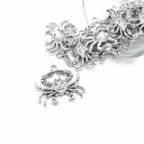 Silver Maryland Crab Charms, 23x22mm