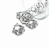 Small Silver Round Mushroom Charms, 21x20mm