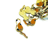 Enamel Calico Cat with Hanging Tail Charms, 35x10mm