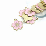 Light Pink and Gold Cherry Blossom Flower Charms, 20.5x17.5mm