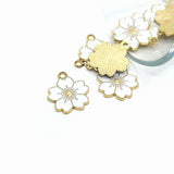 White and Gold Cherry Blossom Flower Charms, 20.5x17.5mm