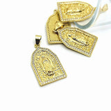 Gold Plated Jesus Pendant with Micro Pave, 36x18mm