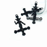 Black Enamel Inverted Cross Pendant with Baphomet
