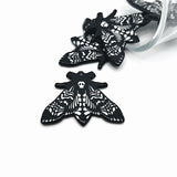 Black and White Deaths Head Moth Charms, 28.4x36mm