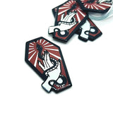 Red Coffin with Snake Charms, 43x26mm