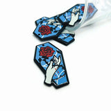 Blue Coffin with Bloody Rose Charms, 41.5x24mm