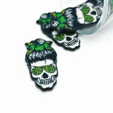 Punk St. Patrick's Day Skull Clover Charms, 38.5x20mm