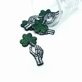 Punk St. Patrick's Day Skeleton Hand Clover Charms, 48x22.5mm