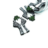 Punk St. Patrick's Day Skeleton Hands and Clover Charms, 40.5x26mm