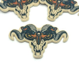 Orange and Black Ram Skull with Death's Head Moth Charms