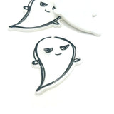White and Black Ghost Crayon Drawing Pendant Charms, 39x28mm