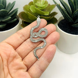 Stainless Steel Snake Pendant Charms, 63x25mm