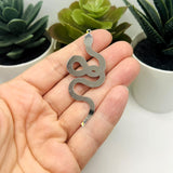 Stainless Steel Snake Pendant Charms, 63x25mm