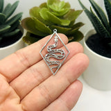 Stainless Steel Snake in Diamond Charm, 41x25mm