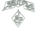 Stainless Steel Snake in Diamond Charm, 41x25mm