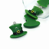 St. Patrick's Day Green Leprechaun Hat Pendant, 23x24mm