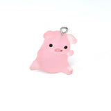 Pink Acrylic 3D Cute Pig Charm, 23x25mm