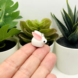 White 3D Rabbit Charm, 16x19mm