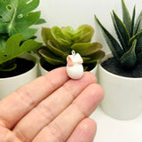 White 3D Rabbit Charm, 16x19mm