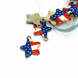 American Flag Star Charms, 18x15mm