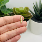 Green and Gold Enamel Bamboo Charms, 16x6mm