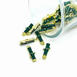 Green and Gold Enamel Bamboo Charms, 16x6mm