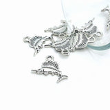 Silver Marlin Swordfish Sailfish Charms, 15x21mm