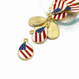 USA American Flag Teardrop Charms, 18.5x11mm