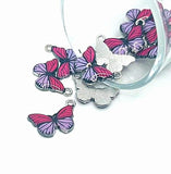 Purple Striped Butterfly Charms, 13x20mm
