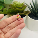 Small Red Enamel Butterfly Charms, 14x20mm