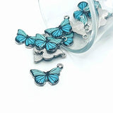 Blue Striped Butterfly Charms, 13x20mm