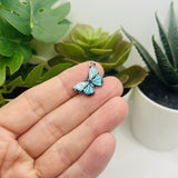Blue Striped Butterfly Charms, 13x20mm