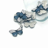 White and Grey Striped Butterfly Charms, 13x20mm