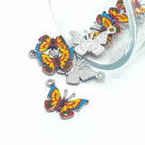 Small Red and Yellow Enamel Butterfly Charms, 14x20mm