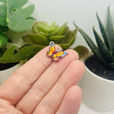 Small Red and Yellow Enamel Butterfly Charms, 14x20mm