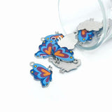 Blue Enamel Butterfly Charms, 24x16mm