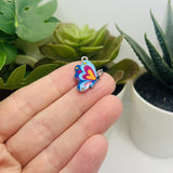 Blue Enamel Butterfly Charms, 24x16mm