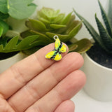 Yellow Butterfly Charms, 13x20mm
