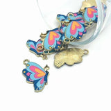 Pink and Blue Enamel Butterfly Charms, 24x16mm