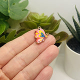 Pink and Blue Enamel Butterfly Charms, 24x16mm