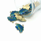 Blue Enamel Butterfly Charms, 24x16mm