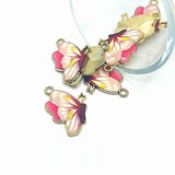 Pink Enamel Butterfly Charms, 24x16mm