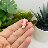 Pink Enamel Butterfly Charms, 24x16mm