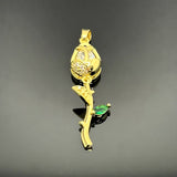 18k Gold and Clear Cubic Zirconia Tulip Charm, 38x12 mm