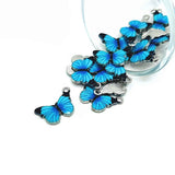 Aqua Blue and Silver Butterfly Charms, 14x20mm
