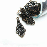 Antique Copper Filigree Teardrop Pendants, 42x18mm