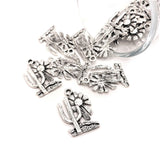 Silver Saguaro Cactus Charms with Sun, 24x16mm