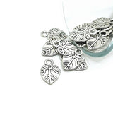Antiqued Silver Tree Leaf Charm, 18x12mm